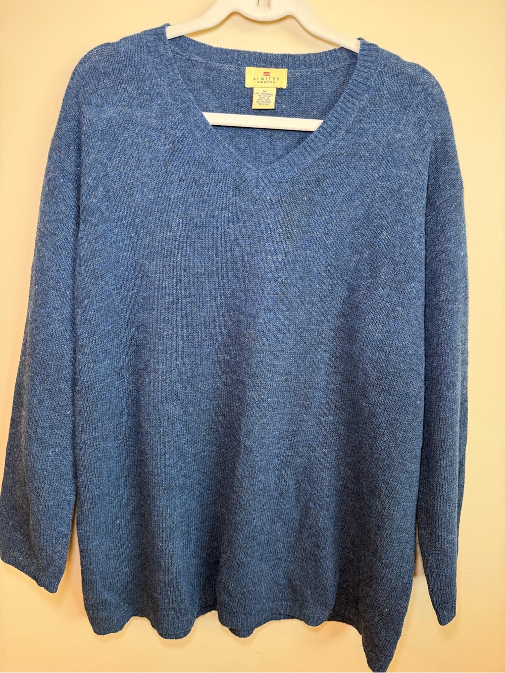 Vintage Limited America Lambswool Angora V-Neck Sweater Blue M